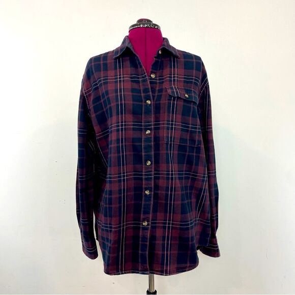 The North Face Purple Black Women's Berkeley Boyfriend Shirt sz M - Picture 1 of 12